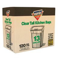 Ruffies Kitchen Trash Bag 13 Gal. 0.65mil Clear 120 Bags / Box