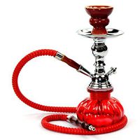 GStar 11" Premium 1 Hose Hookah Complete Set - Mini Pumpkin Hookah Glass Vase (Crimson Red)