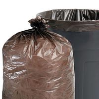 100% Recycled Plastic Garbage Bags, 60gal, 1.5mil, 36 x 58, Brown, 100/Carton
