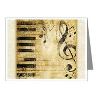 Note Cards (10 Pack) Musician Piano Keys Music Notes