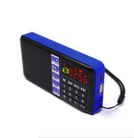 Hi-Rice SD-111 Portable FM Radio Time Display Clock Support USB Disk/Micro SD/TF Card Mp3 Player Digital Speakers (Blue)