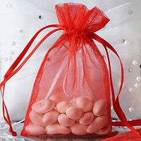 Efavormart 10PCS RED Organza Gift Bag Drawstring Pouch Wedding Favors Bridal Shower Treat Jewelry Bags - 4"x6"