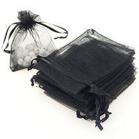 100pcs 3.6x4.8''(9x12cm) Organza Gift Bags, Drawstring Pouches Jewelry Party Wedding Favor Gift Bags,Candy Bags (Black)