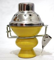 Hookah Shisha Bowl and Stainless Steel Wind Cover - YELLOW Ceramic Bowl and Metal Screen for Hooka Nargila