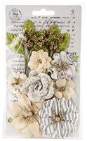 Prima Marketing 637606 Pretty Pale Paper Flowers 9/Pkg-Light Landscape W/Leaves