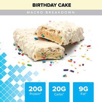 Bodybuilding Birthday Cake Signature Protein Crunch Bar | 20g Whey Protein Low Sugar | Gluten Free No Artificial Flavors | 12 Bars