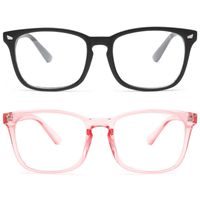 Livho 2 Pack Blue Light Blocking Glasses, Computer Reading/Gaming/TV/Phones Glasses for Women Men,Anti Eyestrain & UV GlareB7 Matte Black+Clear Pink)