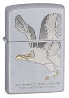 Zippo Satin Chrome Eagle Lighter (Silver, 5 1/2 x 3 1/2-cm)