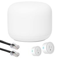 Google Nest Wi-Fi Router - 1-Pack (GA00595-US) with 2-Pack WiFi Smart Plug & Ethernet Cable