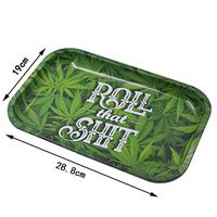 ChYoung Metal Rolling Tray Maple Leaf Letter Printed Tobacco Tray Rectangle Tray 28.8x19cm/11.34x7.48 Inches