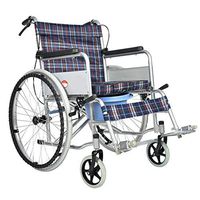 Banluo Elderly Lightweight Wheelchair Foldable Universal Front Wheel Portable Elderly Scooter with Hole Potty with Anti-Slip Pedal (Color : Plaid)