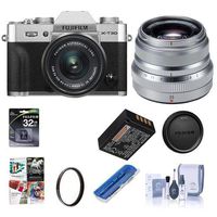 Fujifilm X-T30 Mirrorless Digital Camera Body, Silver XF 35mm F/2 R WR Lens, Silver - Bundle with 32GB SDHC Card, 43mm UV Filter, Cleaning Kit, Card Reader, Software Package