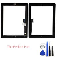 ThePerfectPart OEM New Black Digitizer Touch Screen Front Glass Assembly For iPad 3 - Includes Home Button + Pre-Installed Adhesive with tools kit for iPad 3 3rd Gen Touch