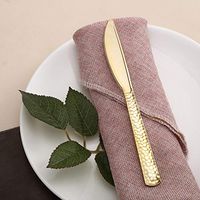 Efavormart 24 Pack Disposable Plastic Knives | 7"| Gold | BPA Free | Hammered Design