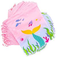 Mermaid Party Favor Drawstring Bags for Kids (12 x 10 in, 12 Pack)