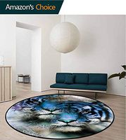 RUGSMAT Animal Modern Machine Round Bath Mat,African Safari Tigers Coffee Table Mat Non-Skid Living Room Carpet Diameter-24