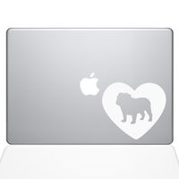 The Decal Guru Heart Bulldog MacBook Decal Vinyl Sticker - 13" MacBook Air - White (1330-MAC-13A-W)