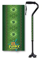 Adjustable Walking Cane Foam Handle Quad Footed Four Pointed Cane Tip Celtic Lace Irish Design