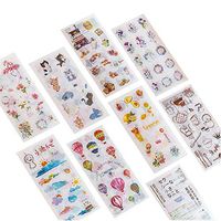 12 Sets (72 Sheets) Kawaii Floral Food Fruit Travel Hot Air Balloon Weather Kitchenware Cat Dog Pet Lemon Cherry Blossom Rabbit Plant Stationery Sticker Cute Kids DIY Label School Office Supplies