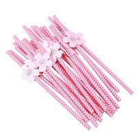 BESTONZON Paper Straws Disposable Biodegradable Drinking Straws Cherry Blossom Paper Pipettes 20Pcs