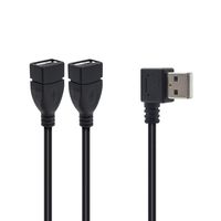 USB Splitter Cable, Poyiccot 90 Degree Right Angle USB A 2.0 Male to 2 USB Female Jack Y Splitter Hub Power Cord Extension Adapter Cable (Right Angle USB 2.0 Splitter Cable)