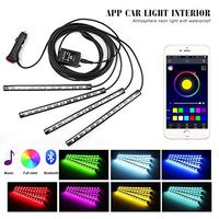 Car LED Strip Lights, ONEKA 4pcs 48 LED Bluetooth APP Control Atmosphere Interior Lights Multicolor Music Car Led Light Strips Under Dash Lighting Kit For DIY Car Indoor Party (Car Cigarette port)