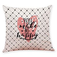 scamper Throw Pillow Covers DIY Happy Valentine's Day Pillowcase Home Decor Cushion Cover Linen Blend 45 × 45cm