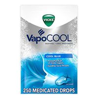 Vicks VapoCOOL Medicated Drops, 5 Packs of 50 (250 Drops Total) - Soothe Sore Throat Pain Caused by Cough