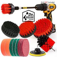 Holikme 15Piece Drill Brush Attachments Set, Red Scrub Pads & Sponge, Power Scrubber Brush with Extend Long Attachment All purpose Clean for Grout, Tiles, Sinks, Bathtub, Bathroom, Kitchen & Auto