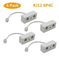 Two Way Telephone Splitters,Uvital Male to 2 Female Converter Cable RJ11 6P4C Telephone Wall Adaptor and Separator for Landline(White,4 Pack)