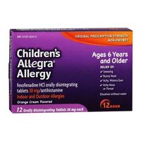 Allegra Children's Allergy 30 mg Tablets Orange Cream Flavor 12 TB - Buy Packs and SAVE (Pack of 2)
