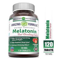 Amazing Formulas Melatonin Quick Dissolve-10 Mg Tablets (Non-GMO,Gluten Free) - Helps Fall Asleep Fast & Stays Asleep All Night - Helps Regulate Sleep Cycle (120 Tablets, Strawberry)