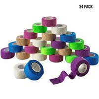 MEDca Self Adherent Cohesive Wrap Bandages 1 Inch X 5 Yards 24 Count with Strong Elastic and Colorful First Aid Tape for Sprain Swelling and Soreness on Wrist and Ankle (Rainbow Color)