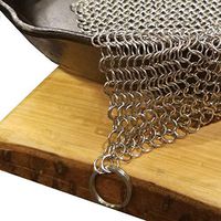 Extra Large (XXXL) Cast Iron Chainmail Scrubber For Cleaning Your Cast Iron Pan, Skillet, Griddle, Dutch Oven, Wok. Safe on Seasoning. Massive 8x8 Stainless Steel.