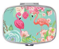 Rectangle Pill Case - Watercolor Flamingos and Flowers Custom Fashion Style Pill Box - 2 Compartments Pill Box/Pill case