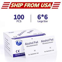 Alcohol Prep Pads, 75% Alcohol Disinfectant Cotton Slices, 100 Pcs Sterile Alcohol Gauze Pads Individually Wrapped Swap Pad Wet Wipe for Outdoor Skin Cleaning Care, 6x6 cm
