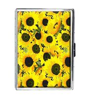 Sunflower Design Stainless Steel ID Cigarettes Case Holder Stylish Credit Card Wallet