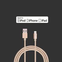[2-Pack] Apple MFi Certified 6.6 Feet (2 m) Heavy-Duty Nylon-Braided Data Sync Lightning to USB Charger Charging Cable Cord for iPhones by Clambo - Gold