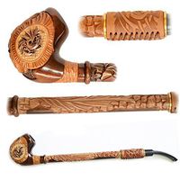 Pirate Dragon pear wood hand made small churchwarden wooden tobacco smoking pipe