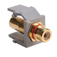 Leviton 40830-BGR QuickPort RCA, Gold-Plated Connector with Red Stripe, Grey