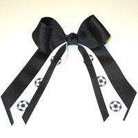 Sublimation Specialties Soccer Hair Bow - Made in The USA, Avail in Many Colors, Black, White Pony Band