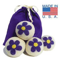 Wool Dryer Balls by Dryer Beez, 3 or 4 Pack XL Colorful Artisan Designs, Reduces Dry Times, Chemical Free, Natural Fabric Softener Organic, Non-Toxic, X-LG Reusable (Purple Gift Bag, Purple Flower)