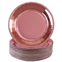 Aneco 60 Pieces Rose Gold Foil Paper Plates Round Disposable Paper Plates for Party, Wedding Supplies