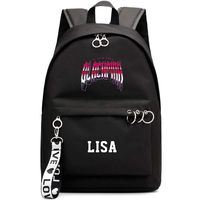 Raleighsee Kpop Blackpink JISOO Jennie ROSÉ Lisa Same Paragraph Large Capacity Canvas Backpack Letters Printing Boys Girls Students School Bag Hot Gifts for Fans(Lisa Black)