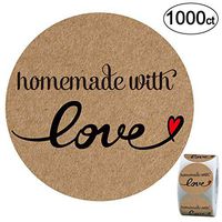 Homemade Love Stickers - 1.4 inch Kraft Paper Labels, 1000 Pack.