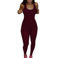 Corriee Womens Bodysuit Sleeveless Athletic One Piece Bodycon Romper Jumpsuit Red