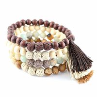 Trend Builder Inc | New Natural Lava Rock Stone Essential Oil Diffuser Tassel Bracelets for Aromatherapy | FIRST AID rescue aroma bracelet kit | Distance Friendship Mala Tibetan String Prayer Beads | 20 OPTIONS | Gift Box Included | For Man Women Couples 