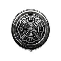Firefighter Symbol Glass Dome Fashion Pill Box,Candy Box,Handmade Fire Dept Jewelry, Vintage Charm Men Women Gift