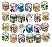 2 Inch Vet Wrap Tape Self Adhesive Medical Bandage Free Bonus Rolls (Assorted Camo) (22 Pack Plus 2 Free Rolls) Self Adherent Cohesive First Aid Sport Flex Wrist Ankle Knee Sprains and Swelling