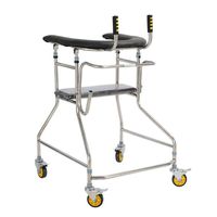Folding Four-Wheeled Roller Walker with Seat Adjustable Height Standing Walking Frame for Limited Mobility Assistance for The Elderly